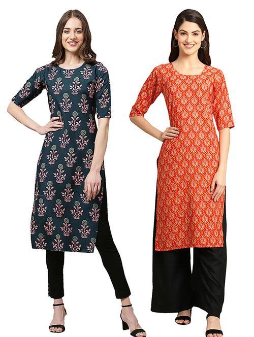 pack off 2 printed straight kurta - 19305931 - Very Small Image - 1