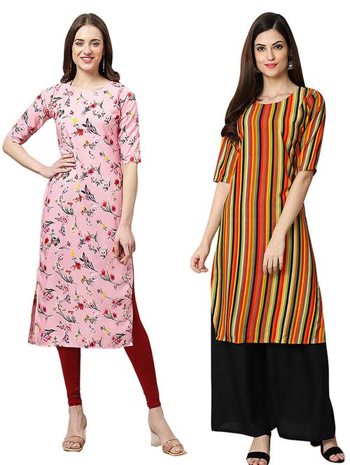 pack off 2 printed straight kurta - 19305941 - Very Small Image - 1