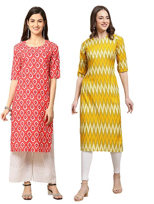 pack off 2 printed straight kurta - 19305959 - Very Small Image - 1