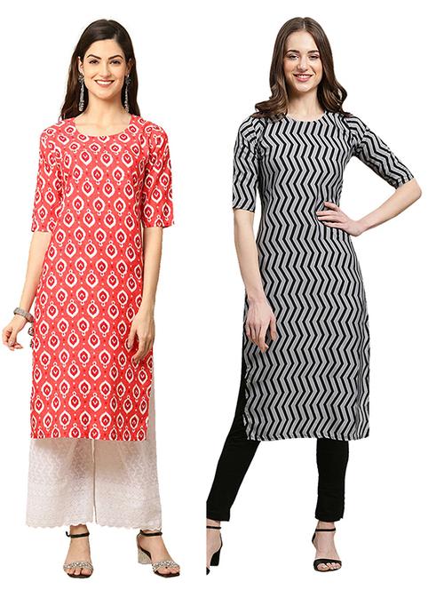 pack off 2 printed straight kurta - 19305961 - Very Small Image - 1