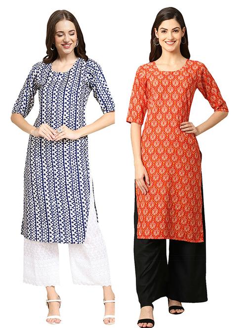 pack off 2 printed straight kurta - 19305965 - Very Small Image - 1