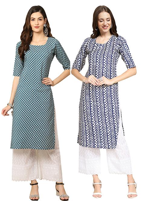 pack off 2 printed straight kurta - 19305974 - Very Small Image - 1
