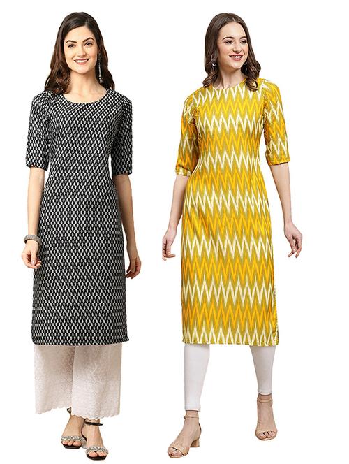 pack off 2 printed straight kurta - 19306007 - Very Small Image - 1