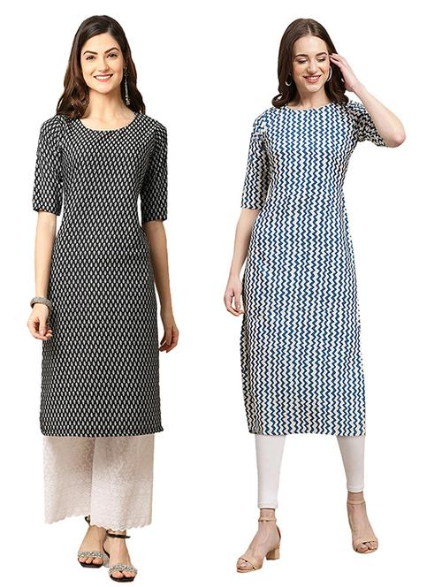 pack off 2 printed straight kurta - 19306008 - Very Small Image - 1