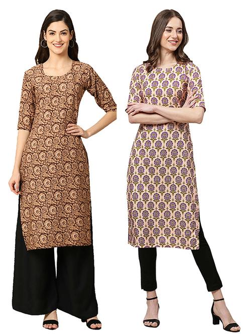 pack off 2 printed straight kurta - 19306014 - Very Small Image - 1