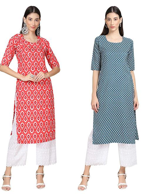 women printed straight kurta set - 19306023 - Very Small Image - 1