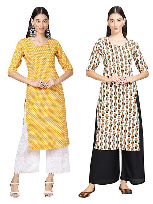 multi coloured printed straight kurta set - 19306041 - Very Small Image - 1