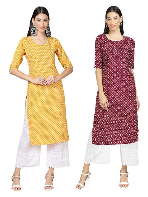 multi coloured printed straight kurta set - 19306043 - Very Small Image - 1