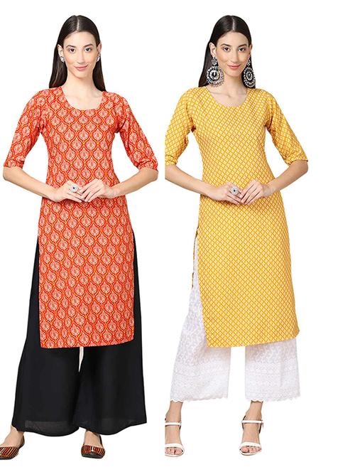 multi coloured printed straight kurta set - 19306055 - Very Small Image - 1