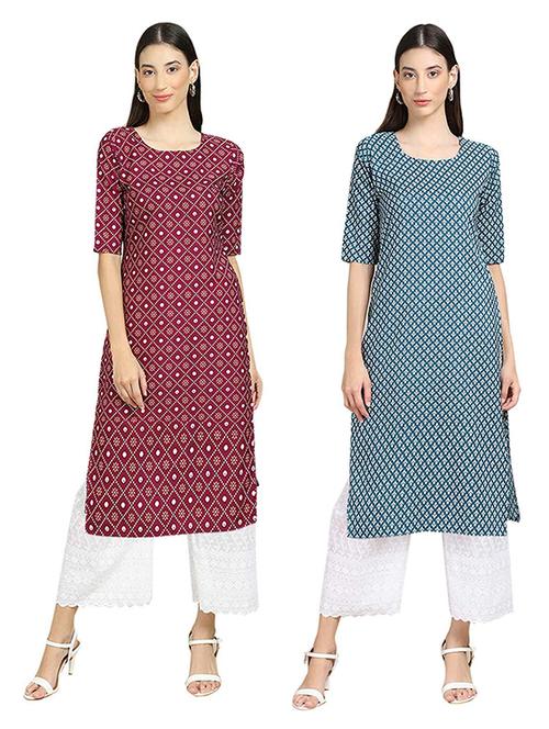 pack of 2 printed straight kurta - 19306061 - Very Small Image - 1