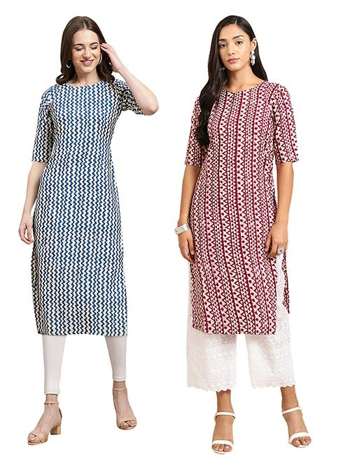 pack of 2 printed straight kurta - 19306084 - Very Small Image - 1