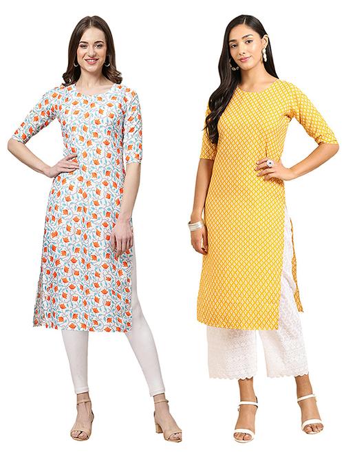 pack of 2 printed straight kurta - 19306099 - Very Small Image - 1