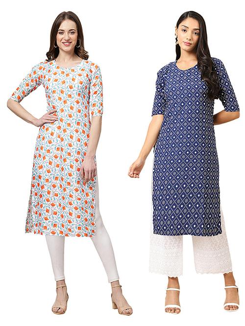 pack of 2 printed straight kurta - 19306102 - Very Small Image - 1