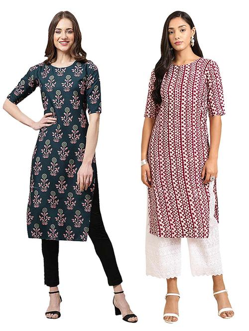 pack of 2 printed straight kurta - 19306105 - Very Small Image - 1