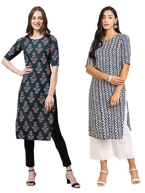 pack of 2 printed straight kurta - 19306106 - Very Small Image - 1