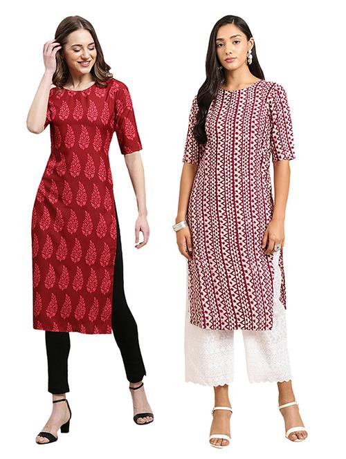 pack of 2 printed straight kurta - 19306114 - Very Small Image - 1
