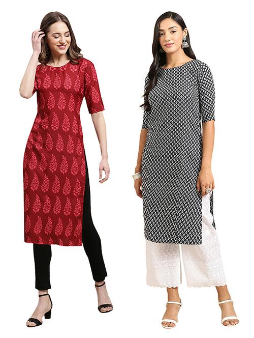 pack of 2 printed straight kurta - 19306116 - Very Small Image - 1