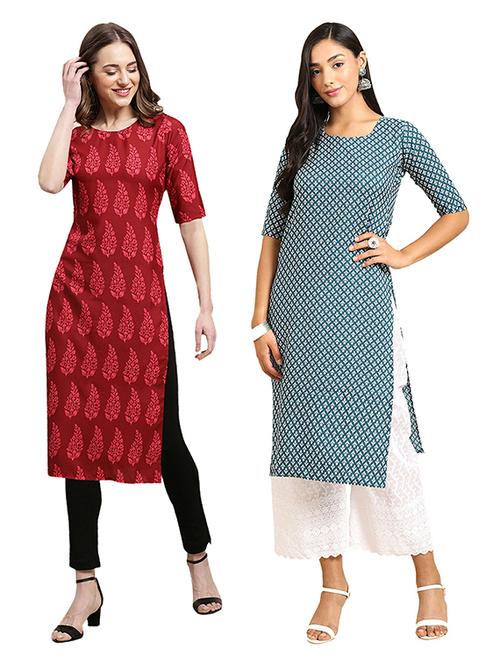 pack of 2 printed straight kurta - 19306117 - Very Small Image - 1