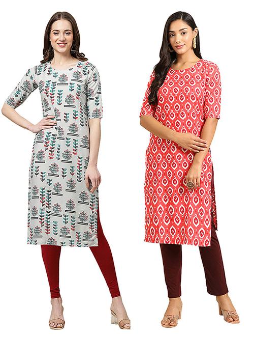 pack of 2 printed straight kurta - 19306129 - Very Small Image - 1