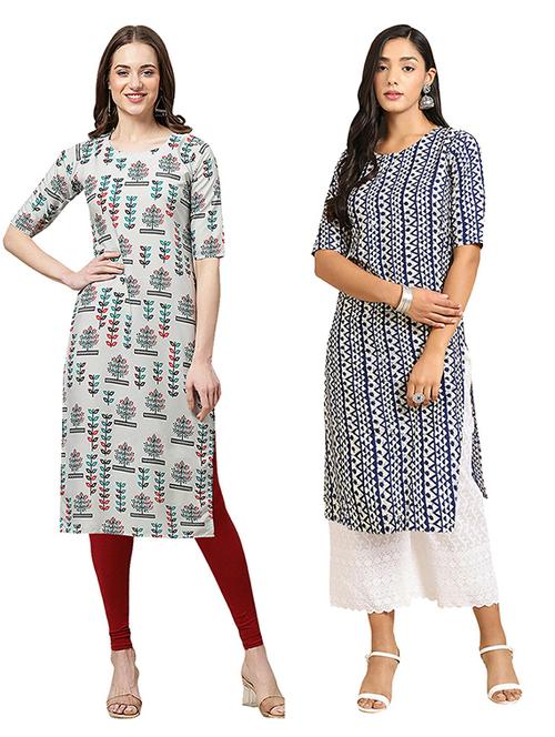 pack of 2 printed straight kurta - 19306130 - Very Small Image - 1