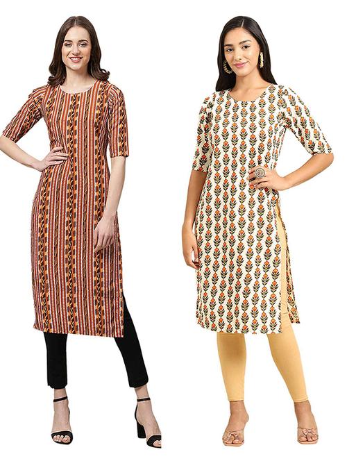 pack of 2 crepe straight kurta - 19306152 - Very Small Image - 1