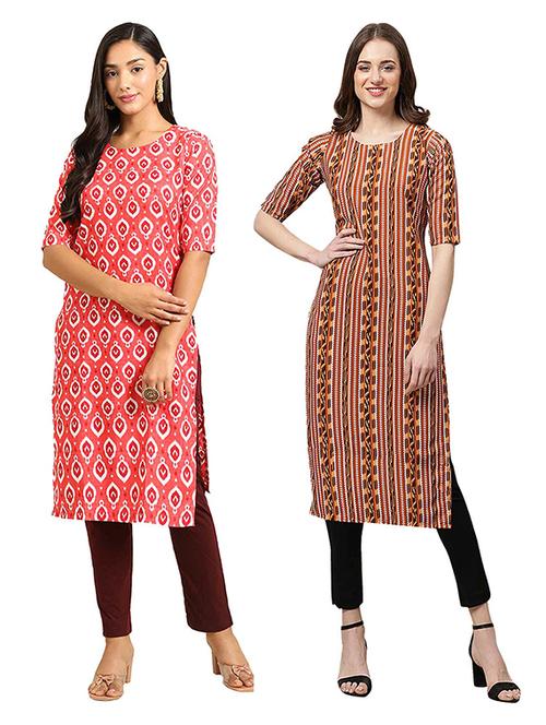 multi colored crepe straight kurta - 19306162 - Very Small Image - 1