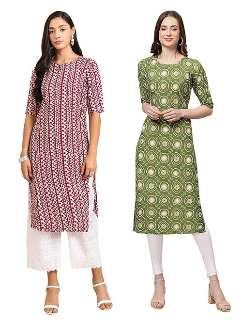 multi colored crepe straight kurta - 19306165 - Very Small Image - 1