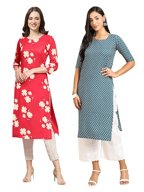 pack of 2 printed straight kurta - 19306210 - Very Small Image - 1