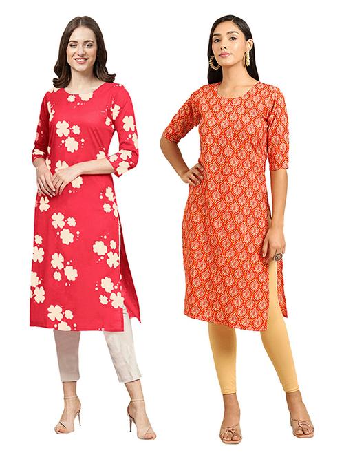 pack of 2 printed straight kurta - 19306212 - Very Small Image - 1
