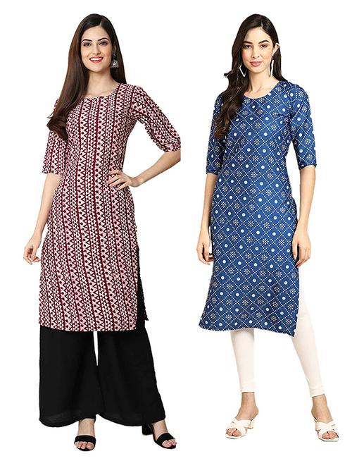 pack of 2 printed straight kurta - 19306219 - Very Small Image - 1