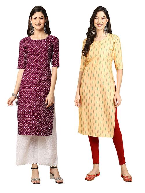 pack of 2 printed straight kurta - 19306255 - Very Small Image - 1