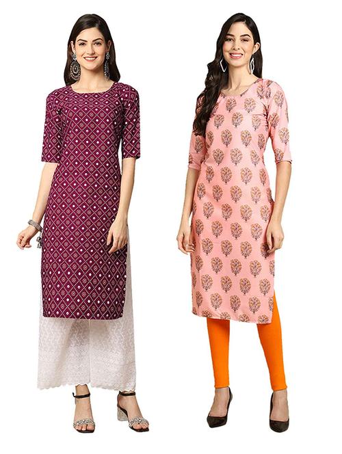 pack of 2 printed straight kurta - 19306257 - Very Small Image - 1