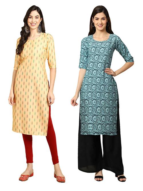 pack of 2 printed straight kurta - 19306278 - Very Small Image - 1