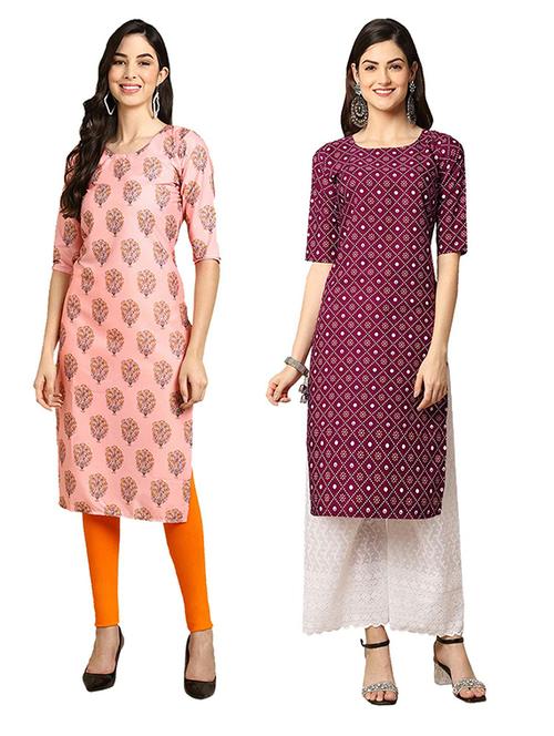 pack of 2 printed straight kurta - 19306300 - Very Small Image - 1