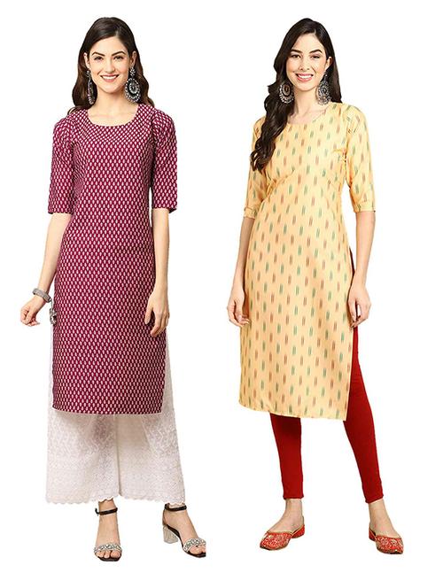 pack of 2 printed straight kurta - 19306336 - Very Small Image - 1