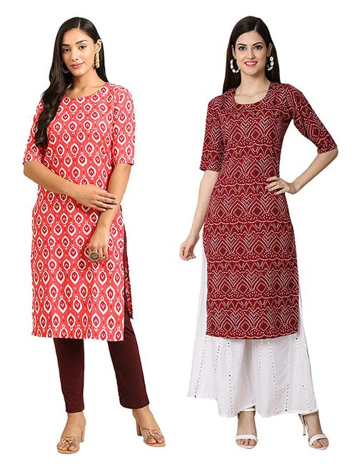 pack of 2 printed straight kurta - 19306356 - Very Small Image - 1