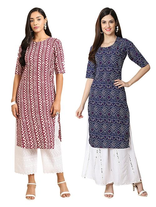 pack of 2 printed straight kurta - 19306363 - Very Small Image - 1