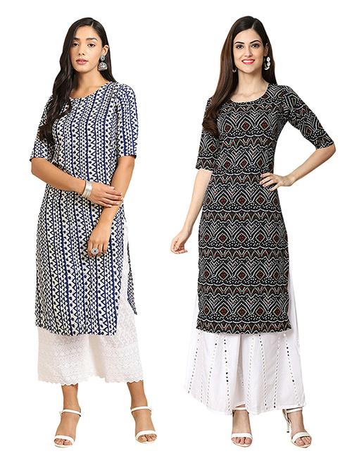 pack of 2 printed straight kurta - 19306367 - Very Small Image - 1