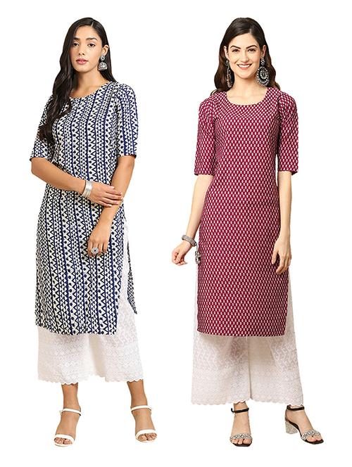 pack of 2 printed straight kurta - 19306369 - Very Small Image - 1