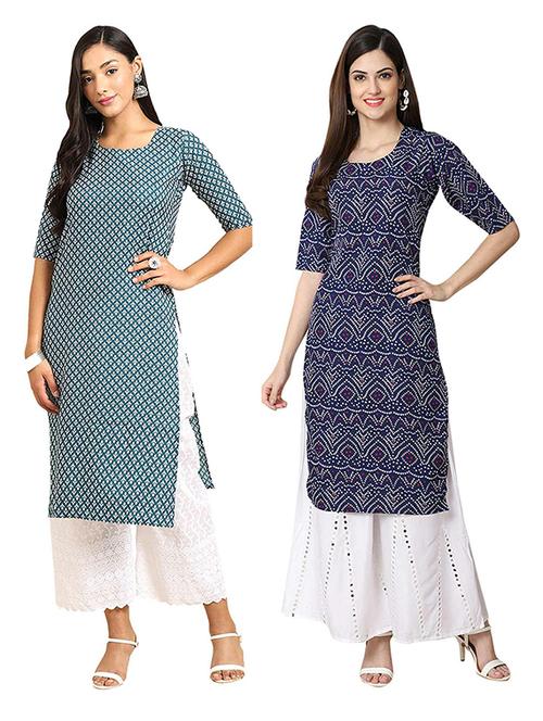 pack of 2 printed straight kurta - 19306388 - Very Small Image - 1