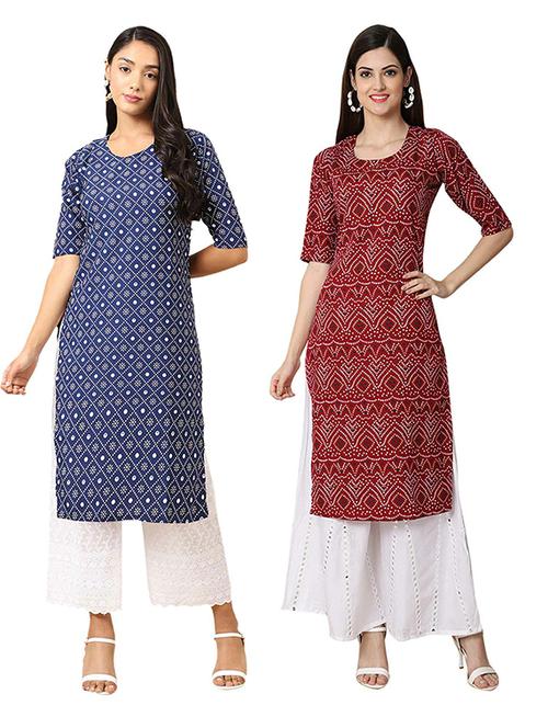 pack of 2 printed straight kurta - 19306399 - Very Small Image - 1