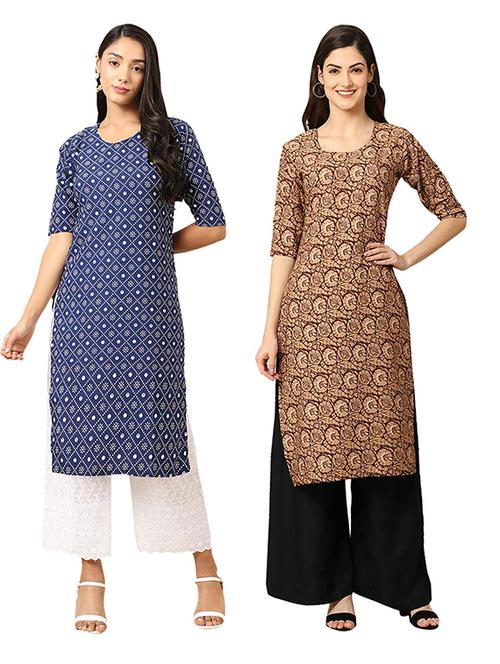 pack of 2 printed straight kurta - 19306401 - Very Small Image - 1