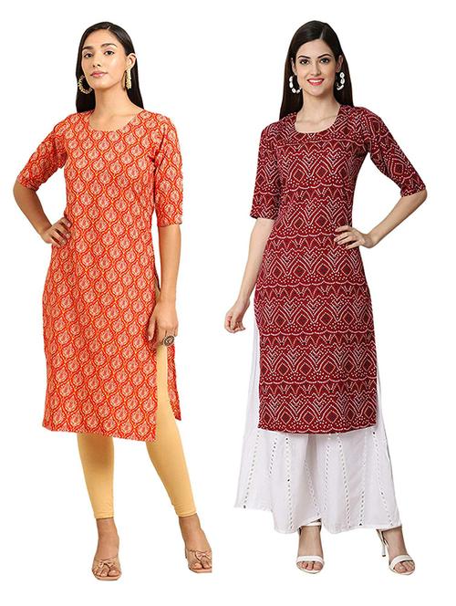 pack of 2 printed straight kurta - 19306404 - Very Small Image - 1