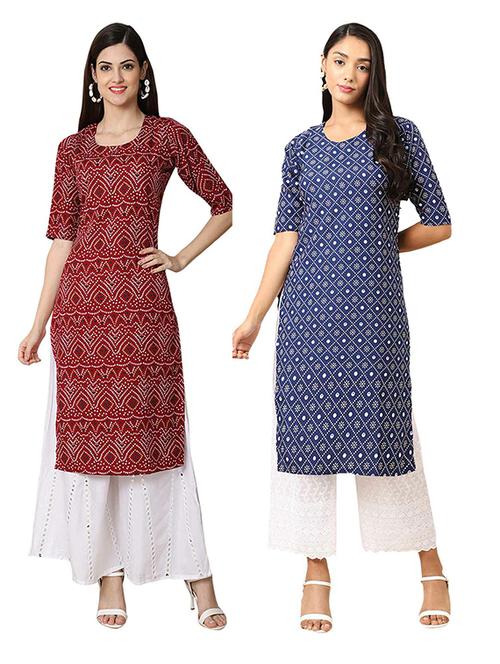 pack of 2 printed straight kurta - 19306437 - Very Small Image - 1