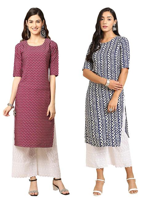 pack of 2 printed straight kurta - 19306445 - Very Small Image - 1