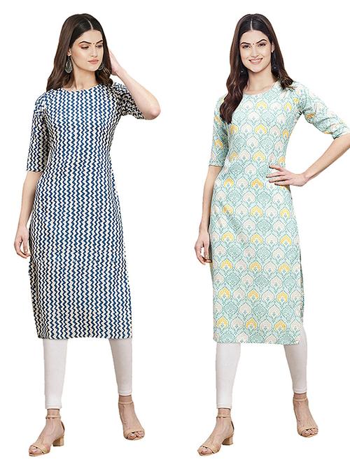 pack of 2 printed straight kurta - 19306479 - Very Small Image - 1
