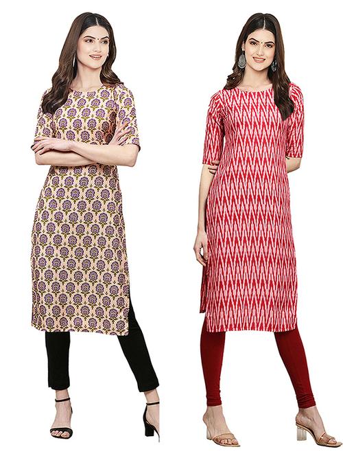 pack of 2 printed straight kurta - 19306483 - Very Small Image - 1