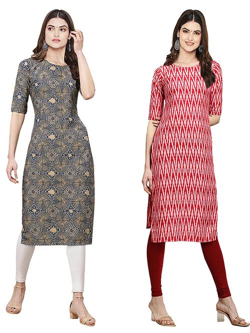 pack of 2 printed straight kurta - 19306521 - Very Small Image - 1