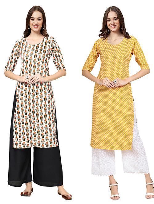 pack of 2 multi colored printed straight kurta - 19306557 - Very Small Image - 1