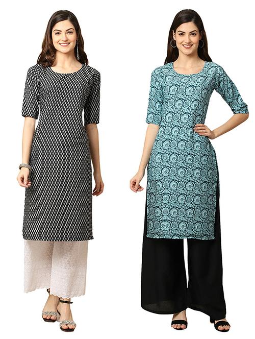 pack of 2 multi colored printed straight kurta - 19306594 - Very Small Image - 1